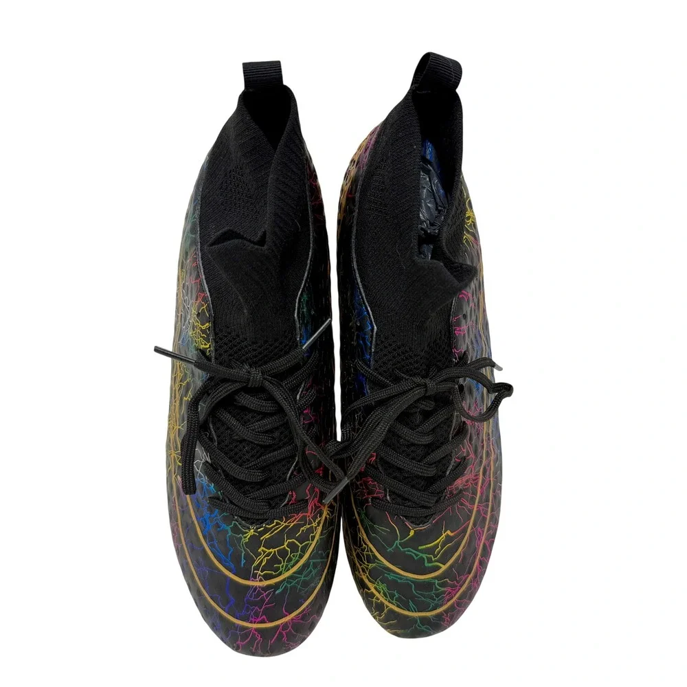 Mens High Top Soccer Cleats Black Multi Color Lightning Graphic Men's 7 1/2